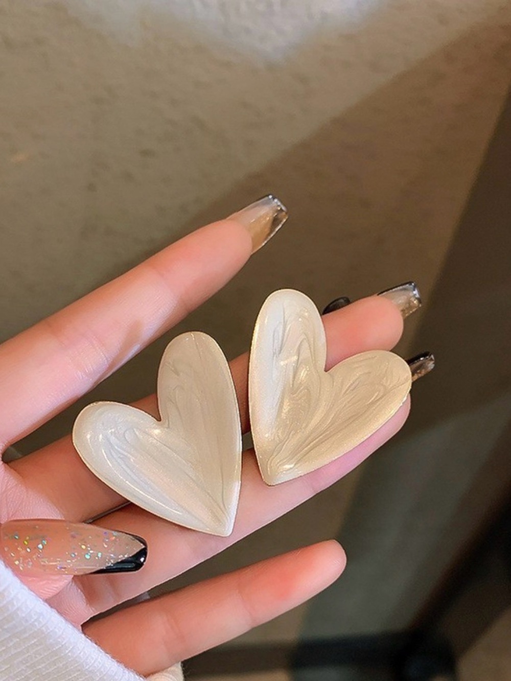 Pearl White Heart Statement Earrings - Women Jewelry